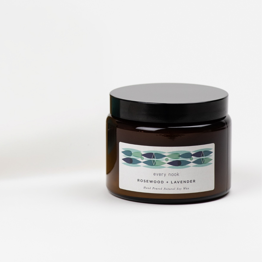 Rosewood + Lavender double wick scented candle