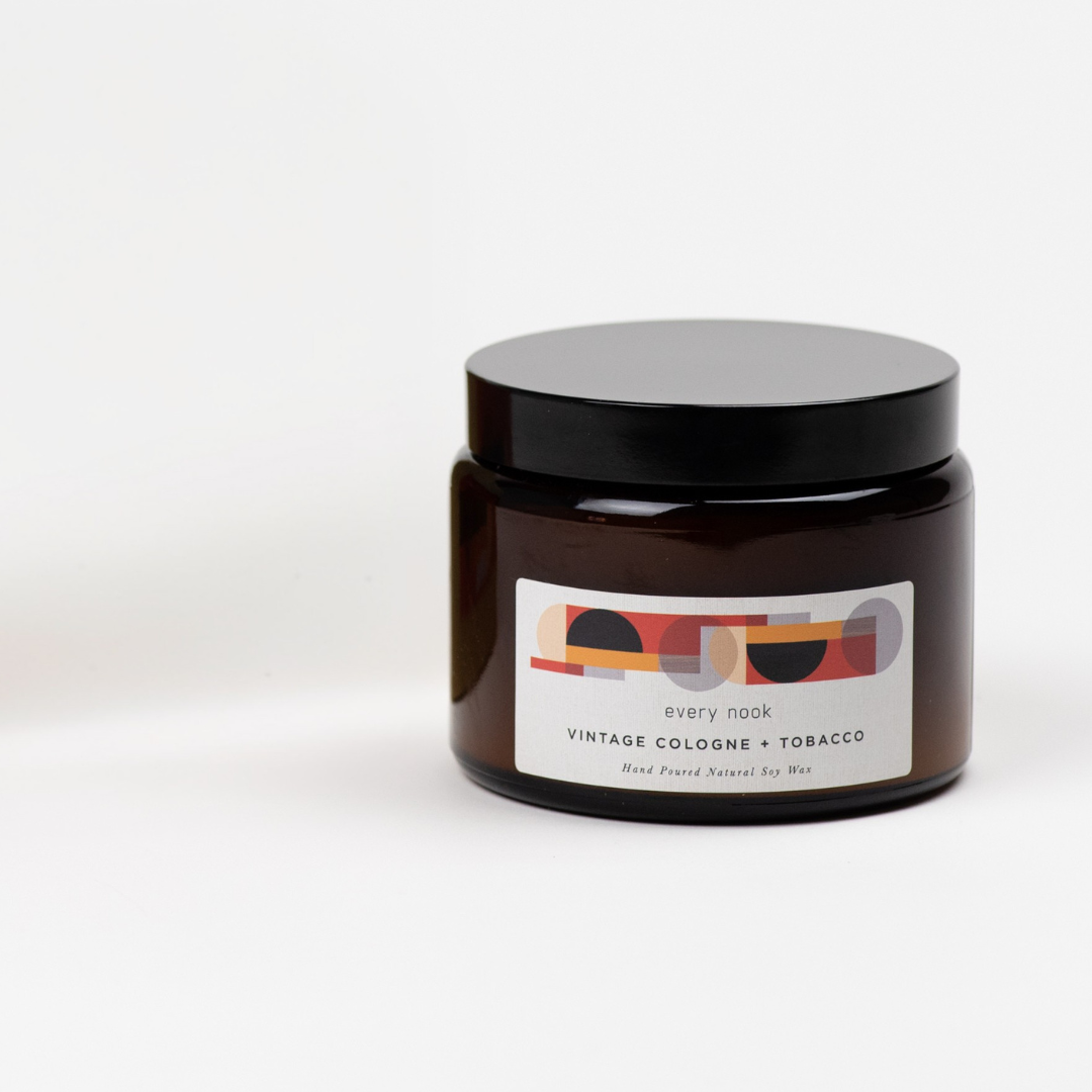 Vintage Cologne + Tobacco double wick scented candle