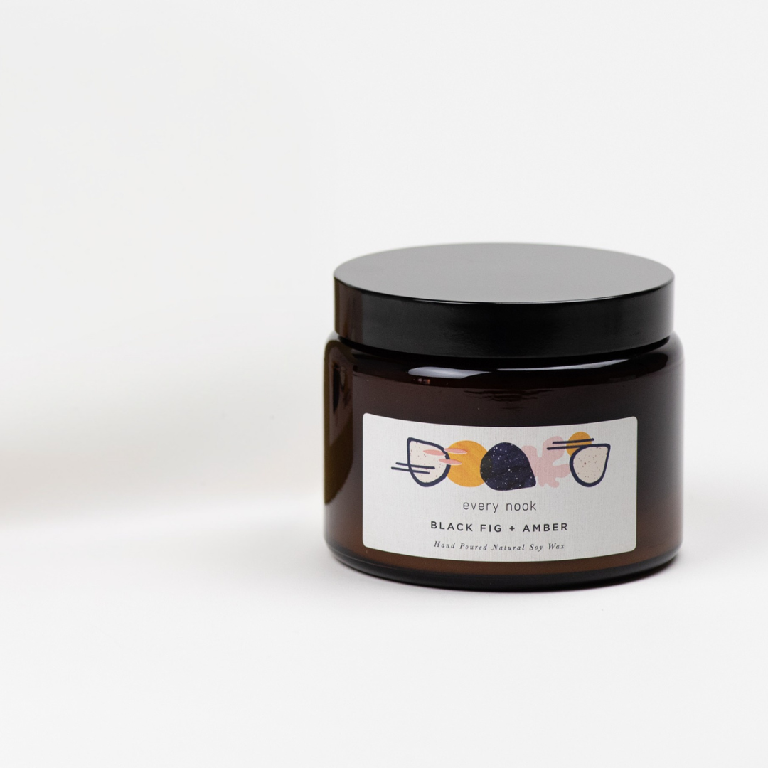 Black Fig + Amber double wick scented candle