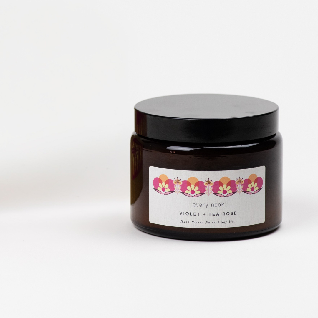 Violet + Tea Rose double wick scented candle