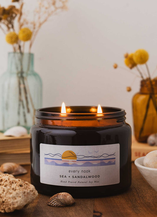 Sea + Sandalwood double wick scented candle