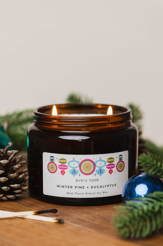 Winter Pine + Eucalyptus double wick scented candle