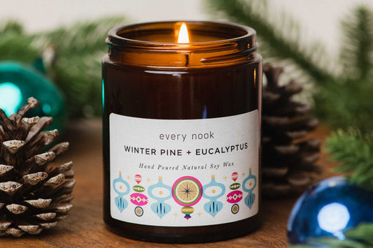 Winter Pine + Eucalyptus soy scented candle
