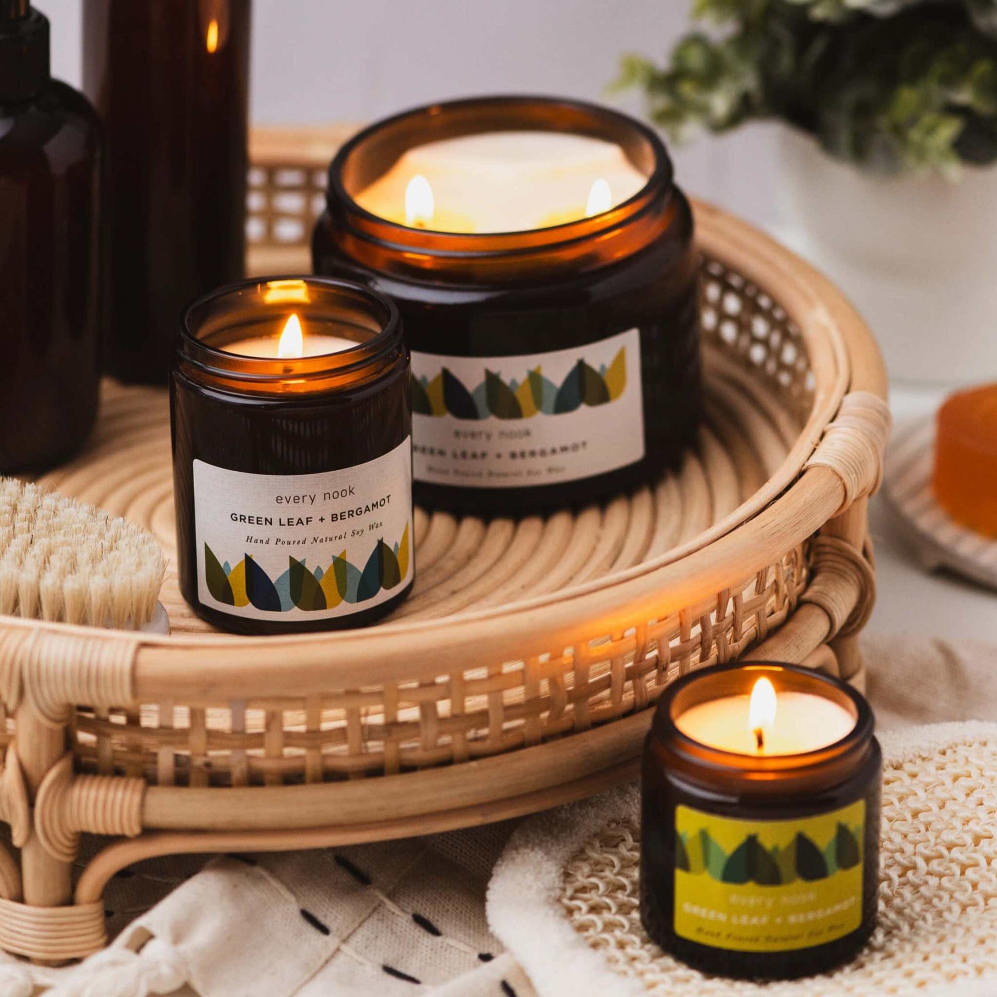 Bergamot scented candle by every nook - Green Leaf +Bergamot soy wax candle