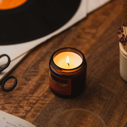 every nook Vintage Cologne + Tobacco small scented soy wax candle