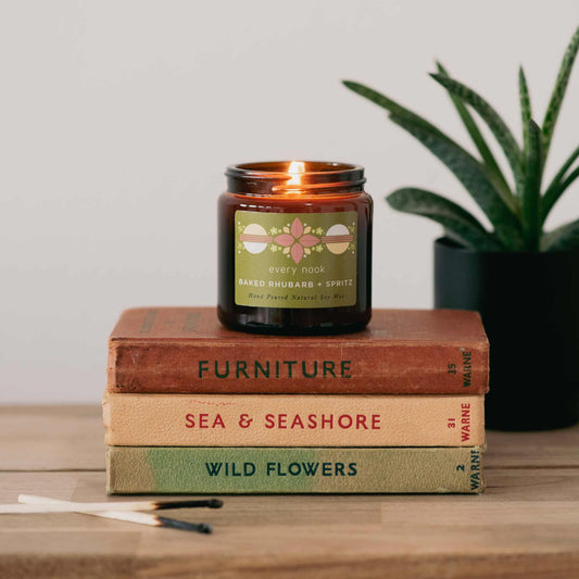 every nook Baked Rhubarb + Spritz small scented natural soy wax candle candle