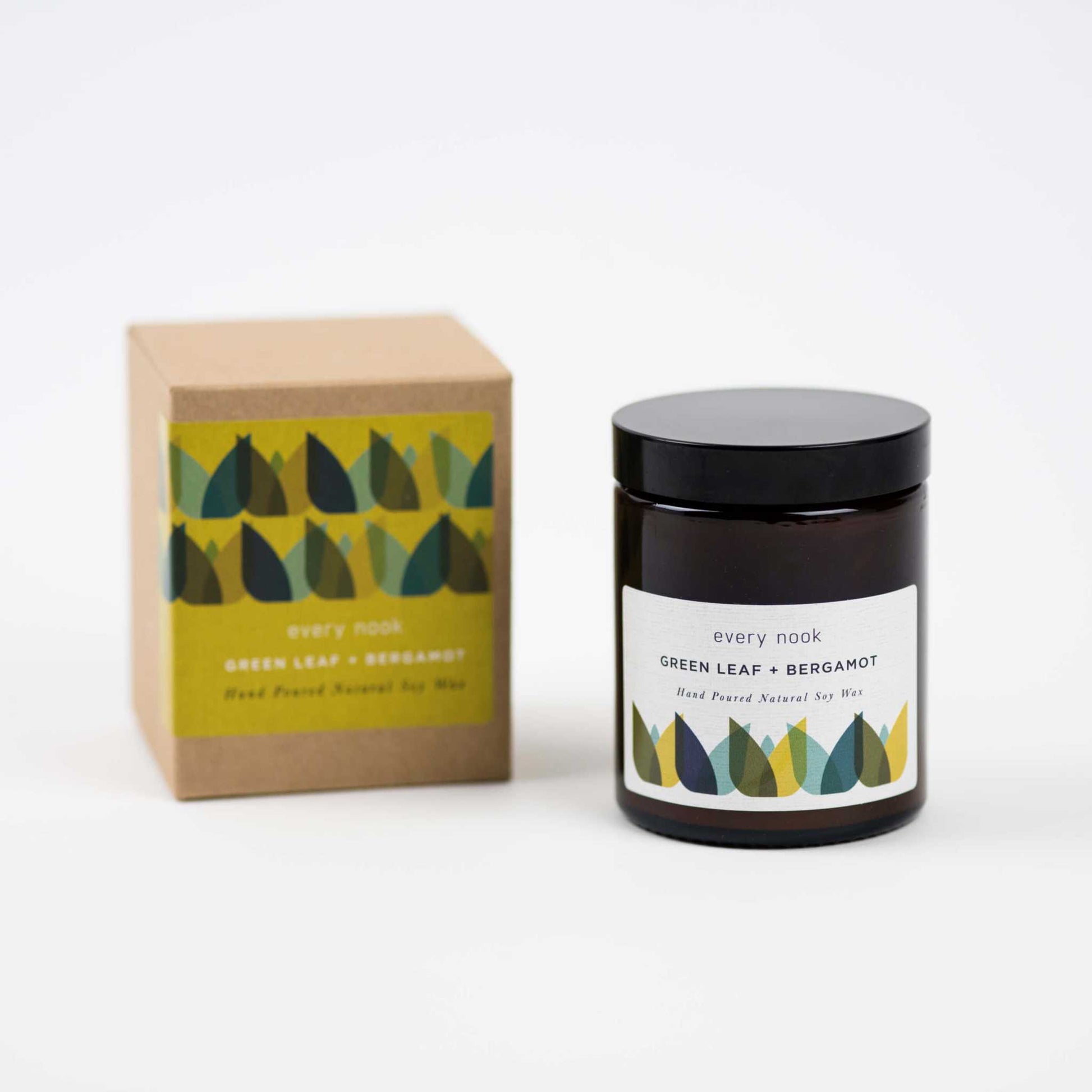 Bergamot scented candle by every nook - Green Leaf +Bergamot soy wax candle