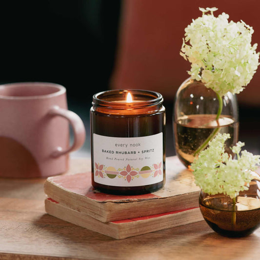 Rhubarb scented candle by every nook - Baked Rhubarb + Spritz soy wax candle