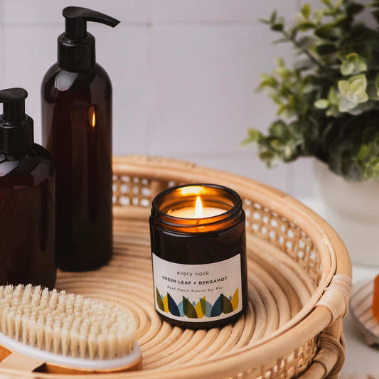 Bergamot scented candle by every nook - Green Leaf +Bergamot soy wax candle