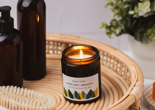 Bergamot scented candle by every nook - Green Leaf +Bergamot soy wax candle