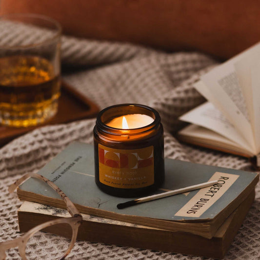 every nook Whiskey +Vanilla small scented soy wax candle