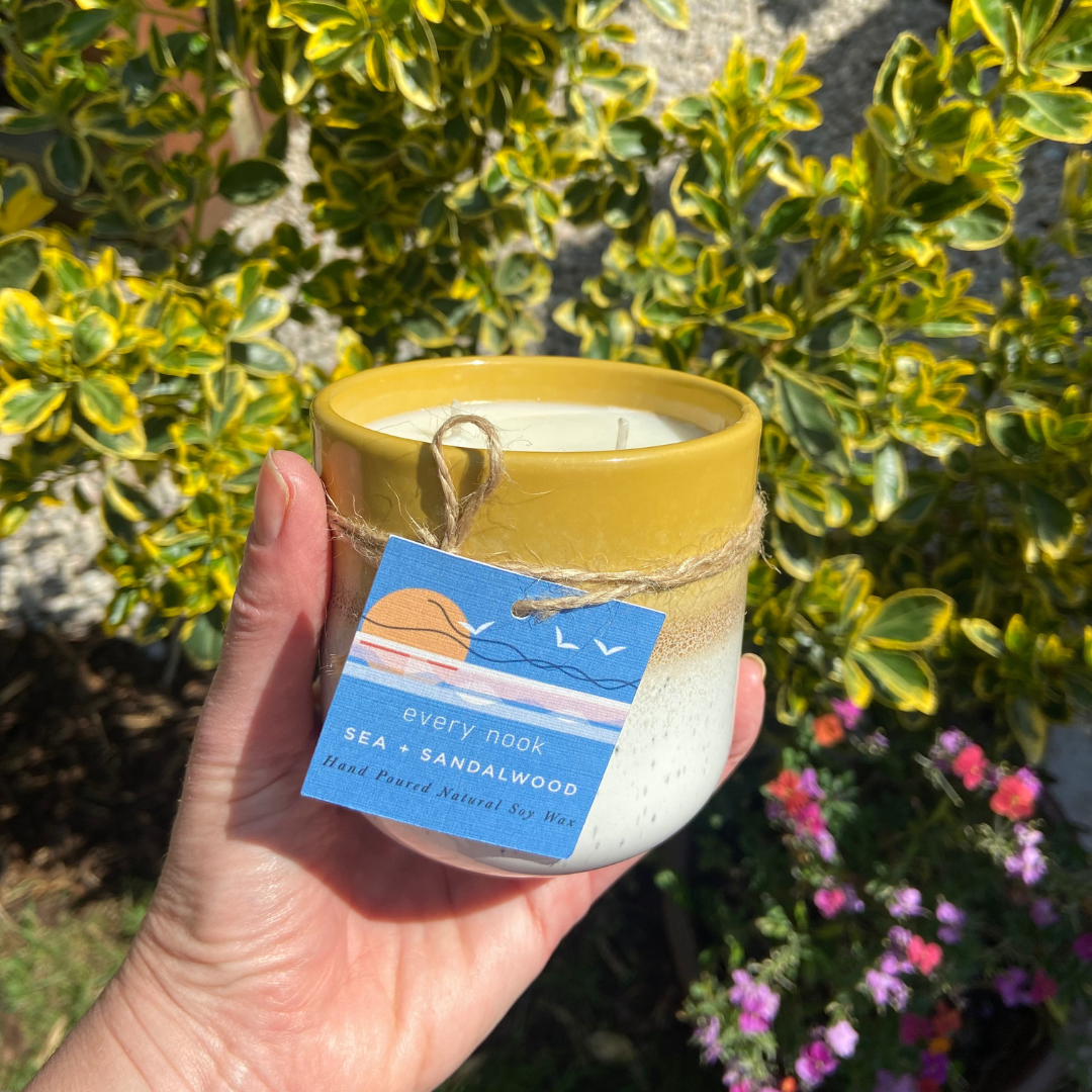 Sea + Sandalwood ceramic pot candle