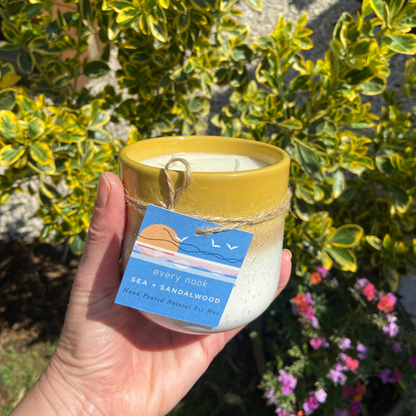 Sea + Sandalwood ceramic pot candle