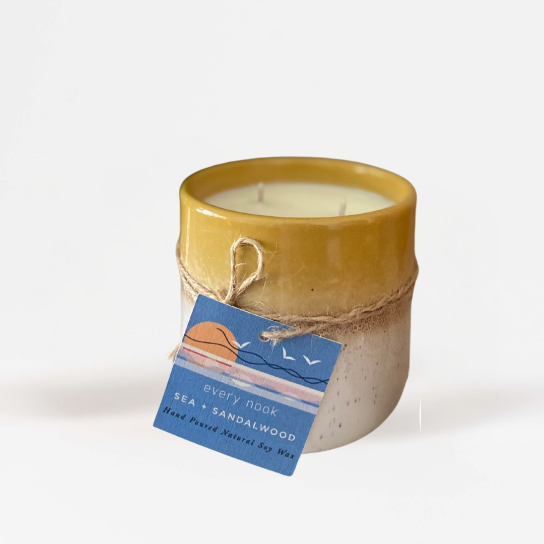 Sea + Sandalwood ceramic pot candle