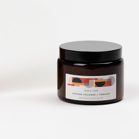 Vintage Cologne + Tobacco double wick scented candle