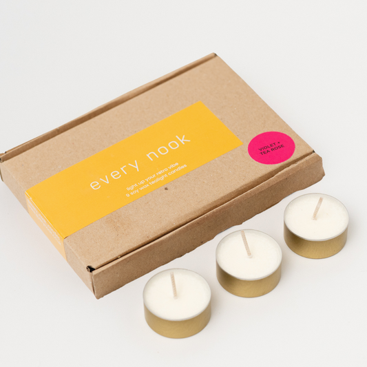 Violet + Tea Rose soy wax scented tealights