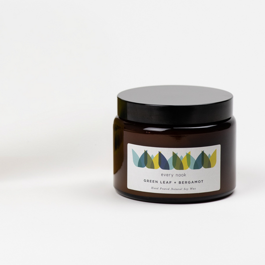 Green Leaf + Bergamot double wick scented candle