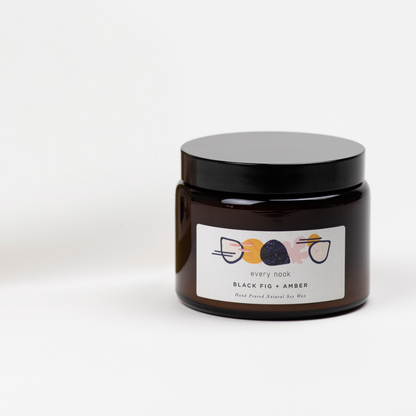 Black Fig + Amber double wick scented candle