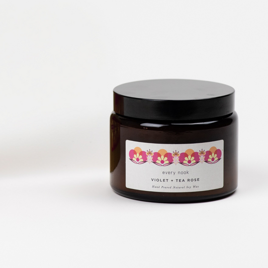 Violet + Tea Rose double wick scented candle