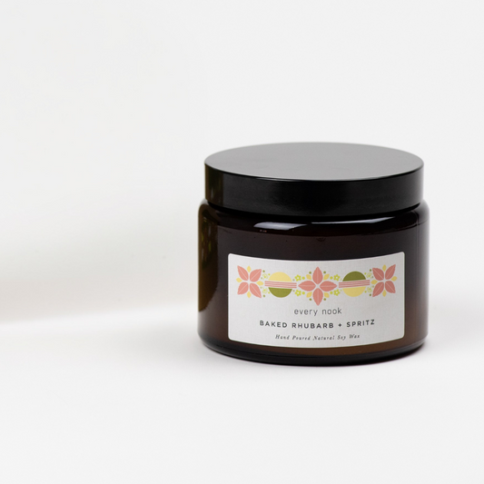 Baked Rhubarb + Spritz double wick scented candle