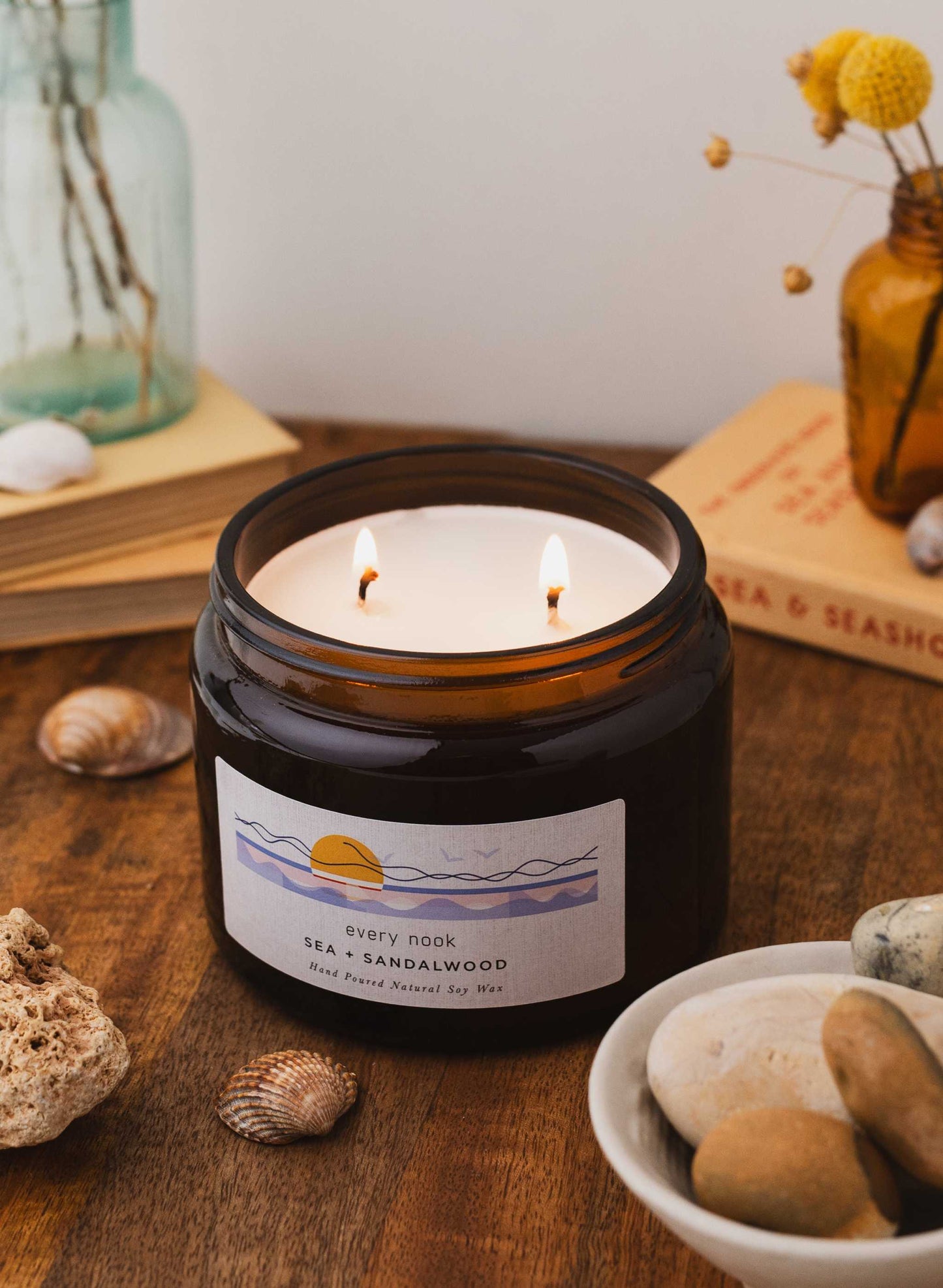 Sea + Sandalwood double wick scented candle