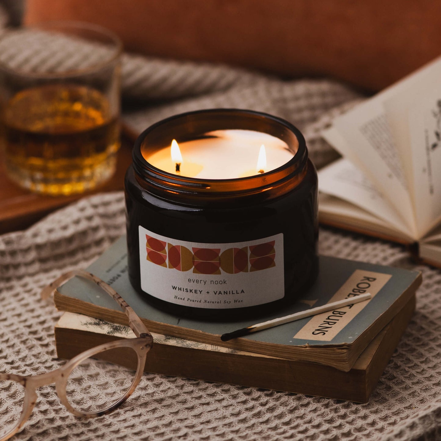 Whiskey +Vanilla double wick scented candle