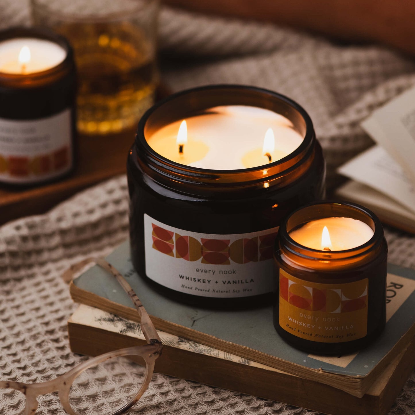 Whiskey +Vanilla small scented candle