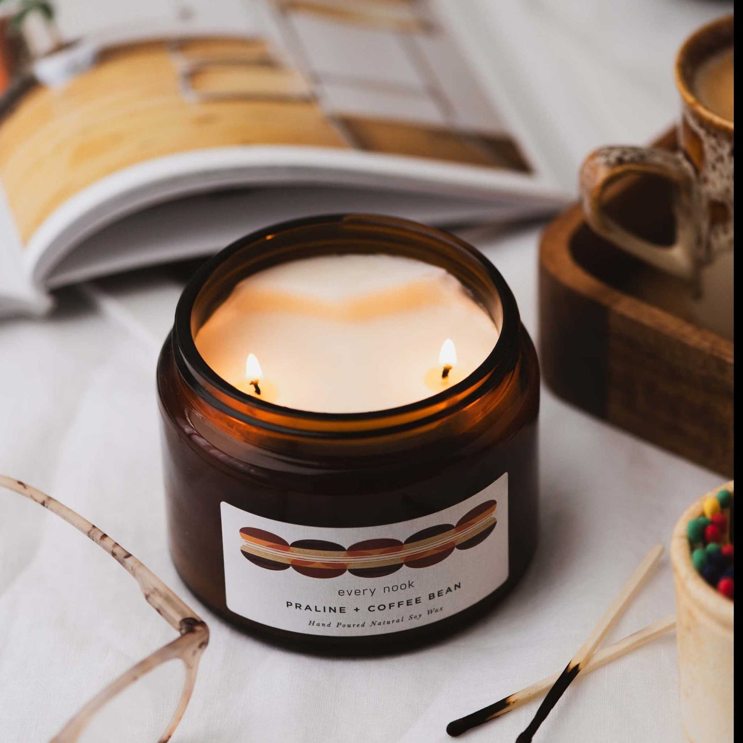 Praline + Coffee Bean double wick scented candle