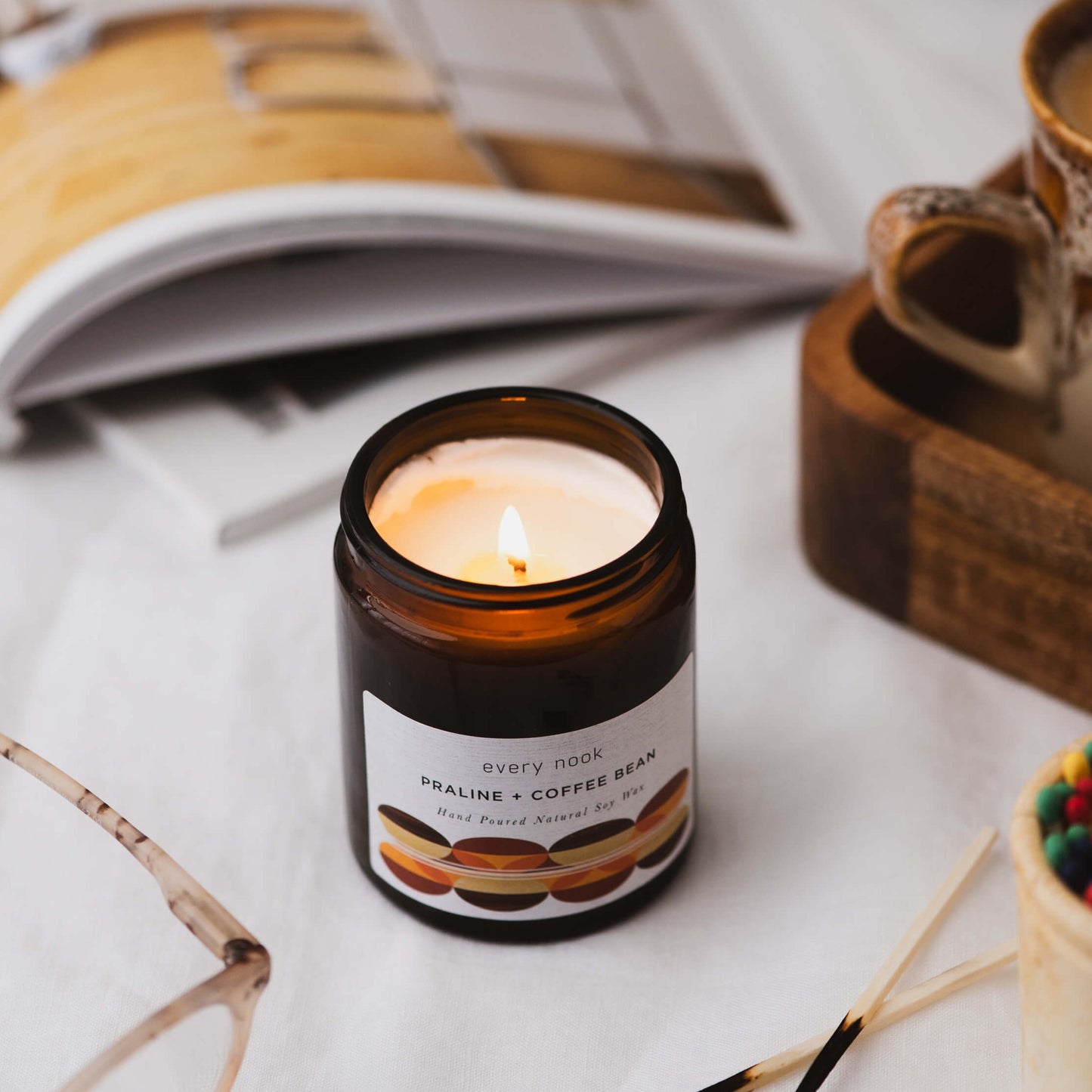 Praline + Coffee Bean scented candle