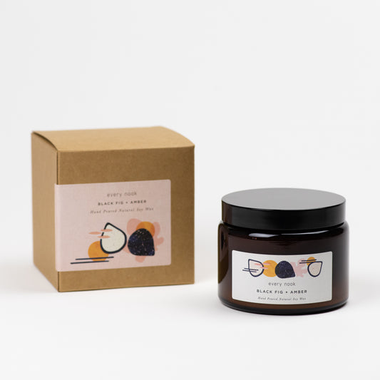 Black Fig + Amber double wick scented candle