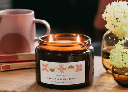 every nook Baked Rhubarb + Spritz scented double wick candle