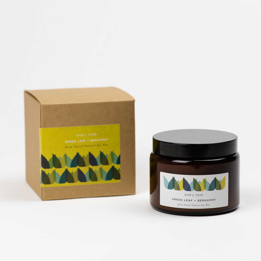 every nook Green Leaf + Bergamot scented double wick candle