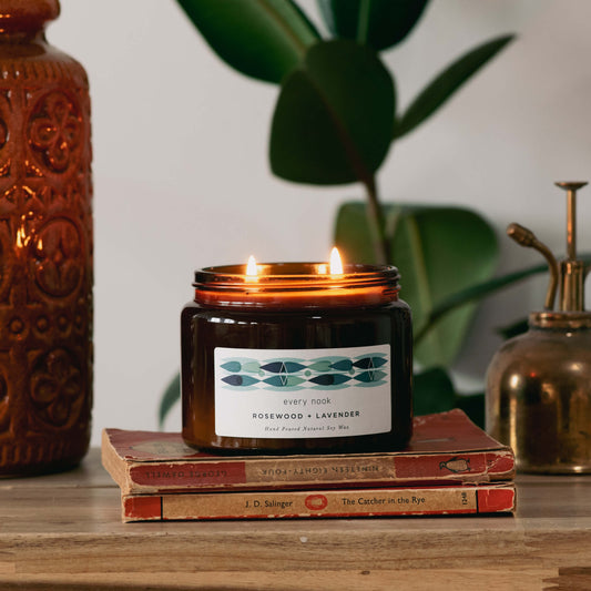 Rosewood + Lavender double wick scented candle