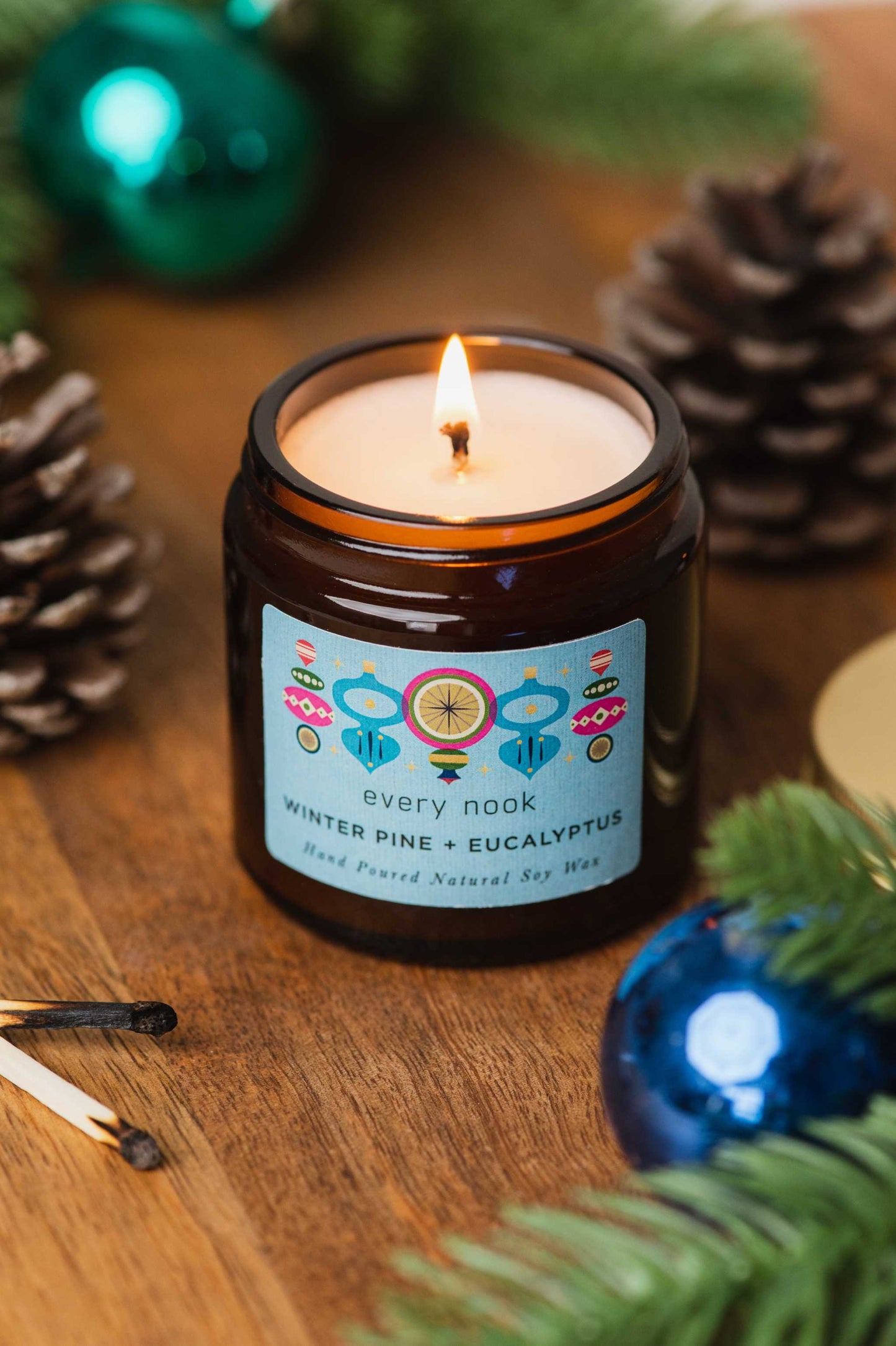Winter Pine + Eucalyptus small scented candle