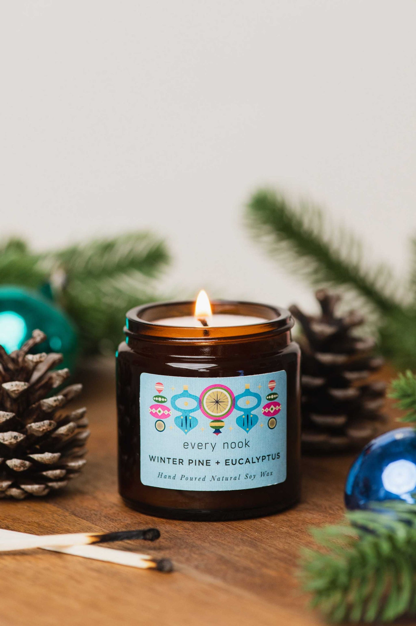 Winter Pine + Eucalyptus small scented candle