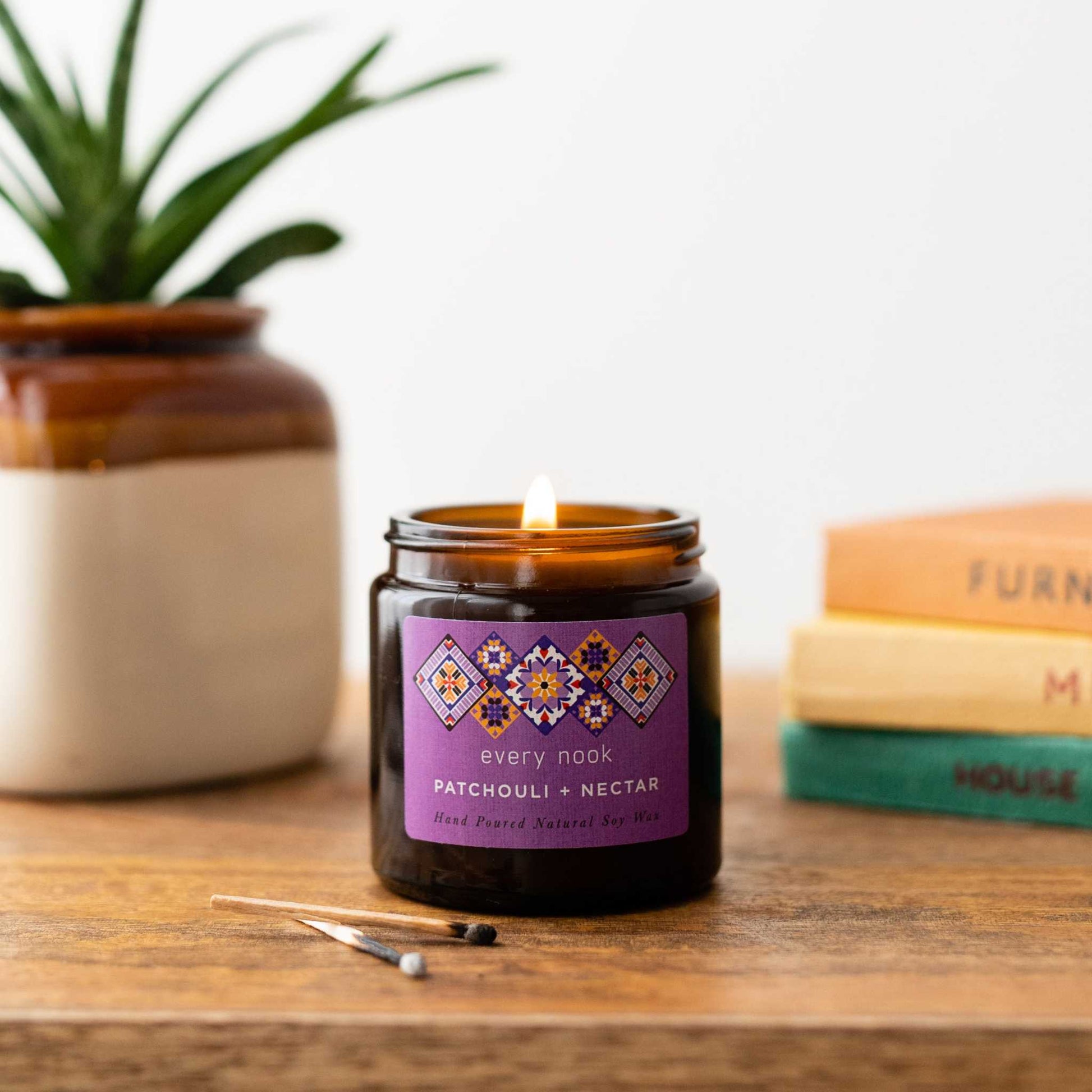 every nook Patchouli + Nectar small scented candle