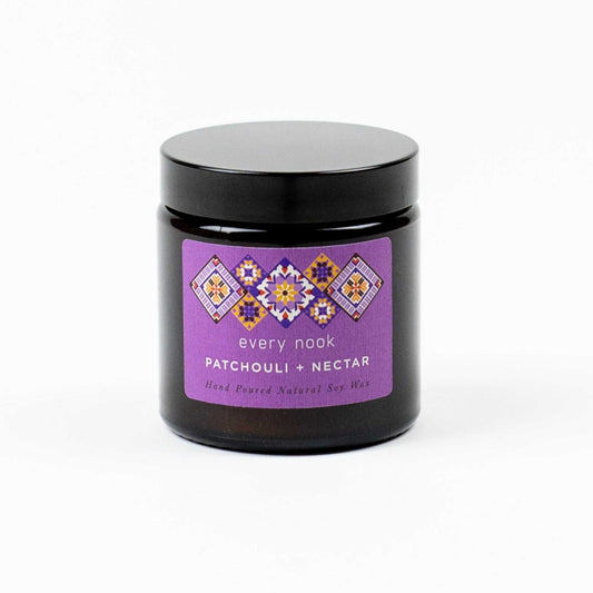 every nook Patchouli + Nectar small scented candle