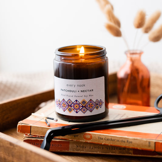 Patchouli + Nectar scented candle