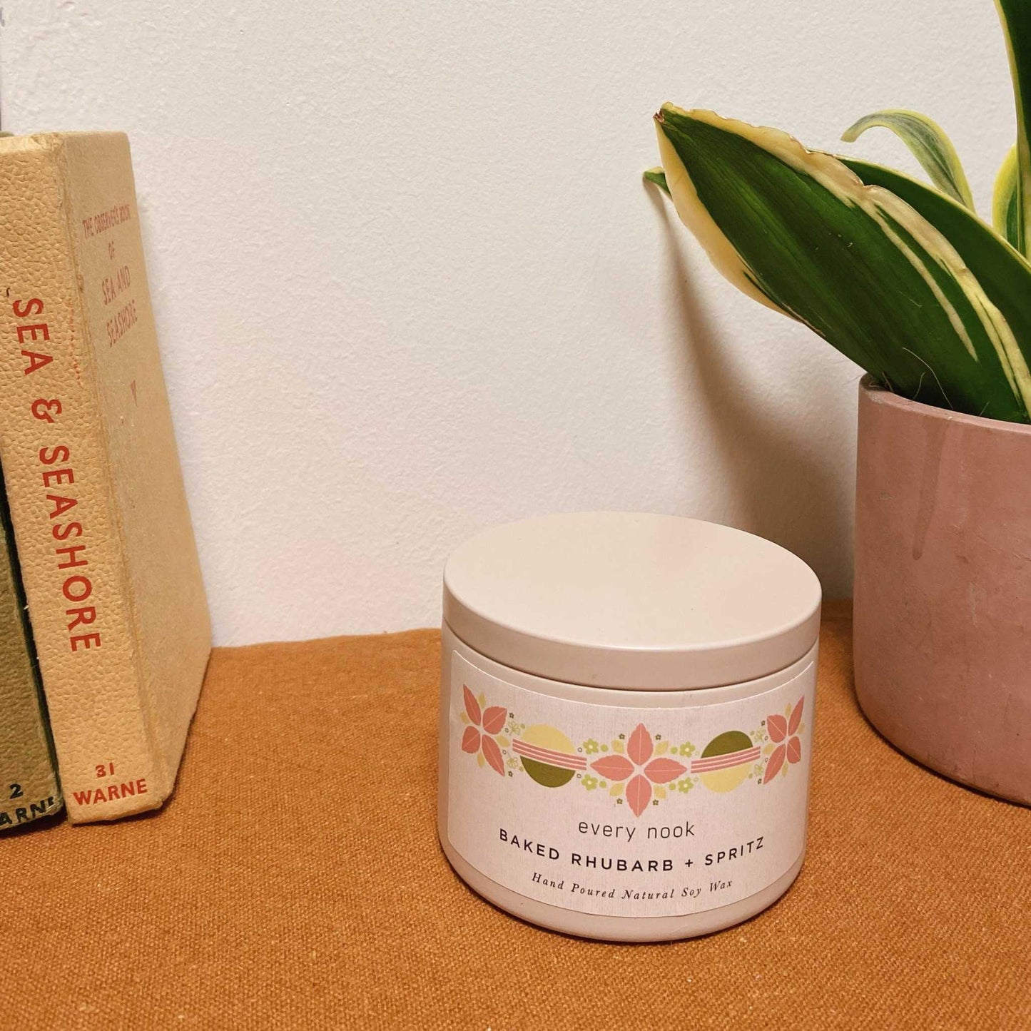 Baked Rhubarb + Spritz scented tin candle