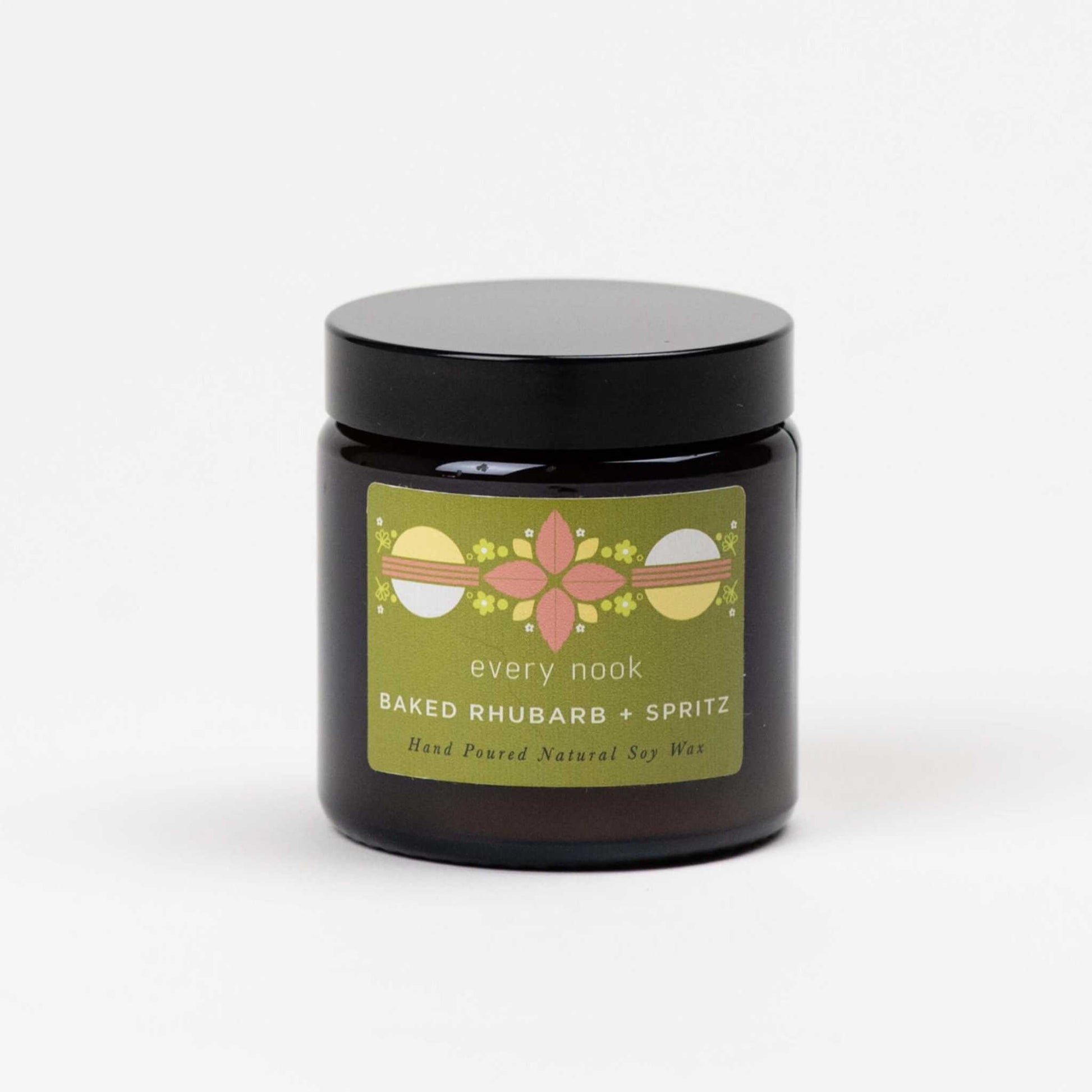 every nook Baked Rhubarb + Spritz small scented natural soy wax candle