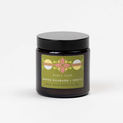 every nook Baked Rhubarb + Spritz small scented natural soy wax candle