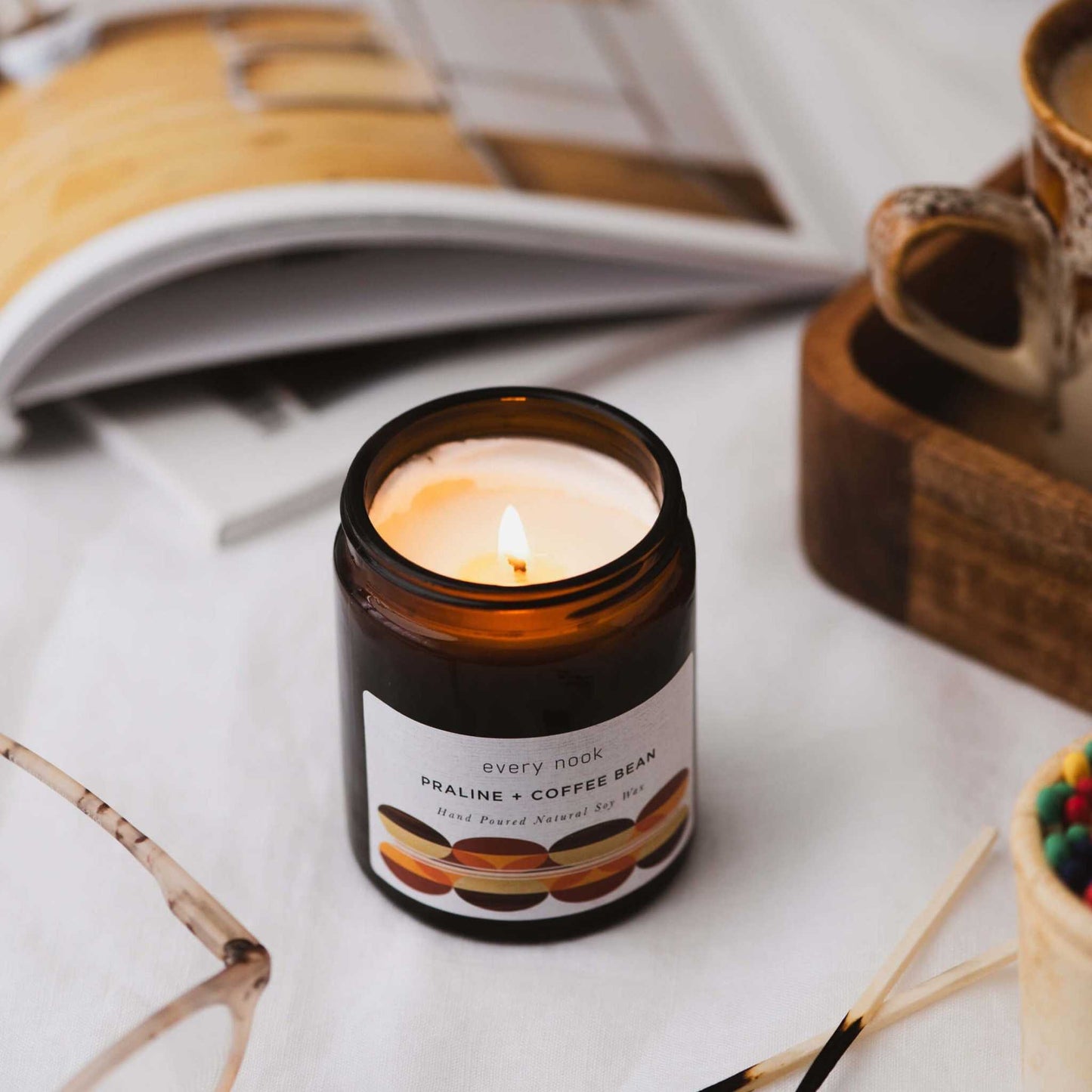 every nook praline scented candle - Praline + Coffee Bean soy wax candle