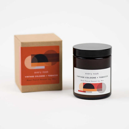 Tobacco scented candle by every nook - Vintage Cologne + Tobacco soy wax candle