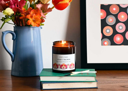 Rose scented candle by every nook - Violet + Tea Rose soy wax candle
