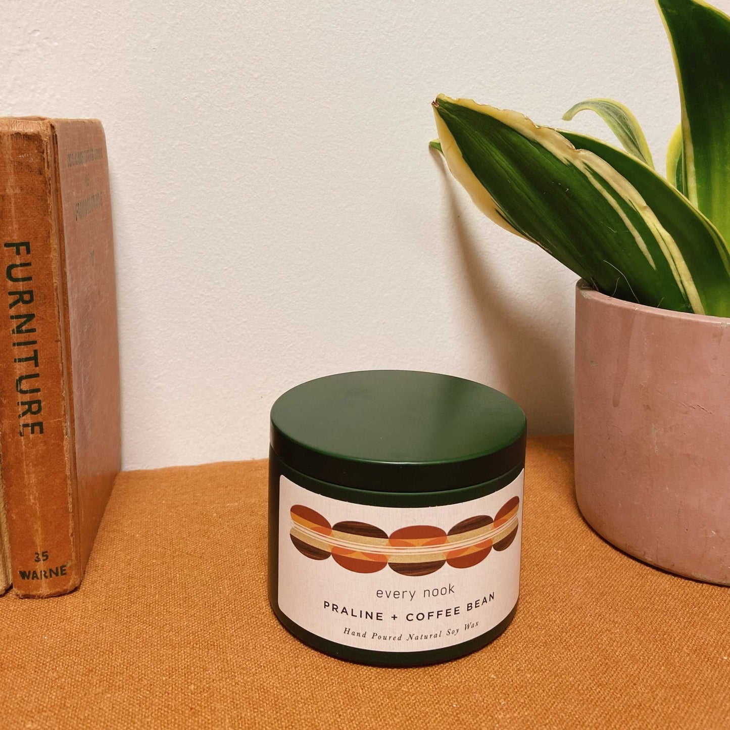 Praline + Coffee Bean scented tin candle