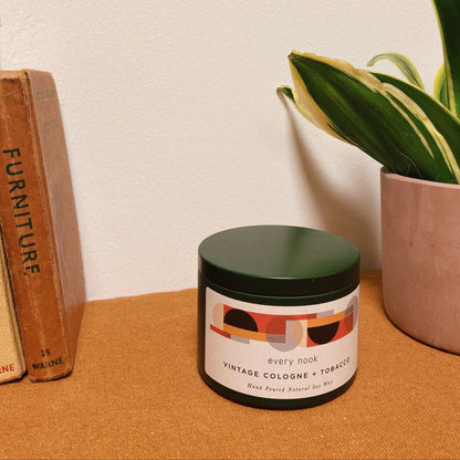 Vintage Cologne + Tobacco scented tin candle